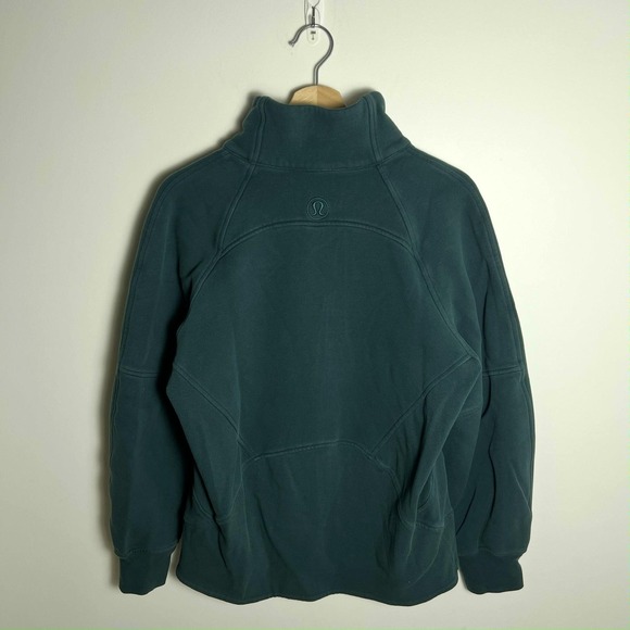 Lululemon Sweatshirt Womens XS/S Green Full Zip Fleece High Neck Pockets Logo - Picture 3 of 6